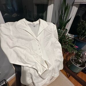Talbots Ivory Herringbone Shirt